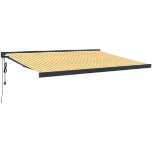 Comparateur de prix : vidaXL Auvent rétractable jaune et blanc 4x3 m tissu et aluminium
