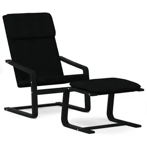 vidaXL Chaise de relaxation avec repose-pied Noir Tissu pas cher