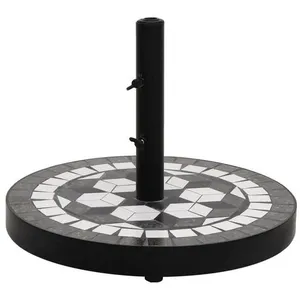 Comparateur de prix : vidaXL Base de parasol noir et blanc rond 12 kg
