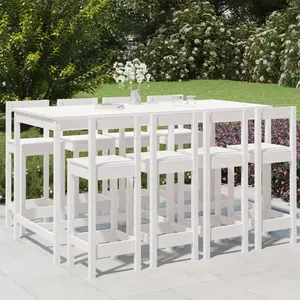vidaXL Ensemble de bar de jardin 9 pcs blanc bois de pin massif pas cher