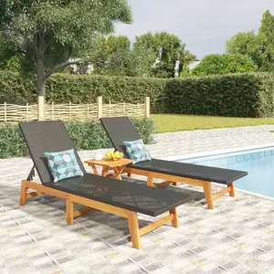 Comparateur de prix : vidaXL Chaises longues 2 pcs noir/marron résine tressée/bois d'acacia