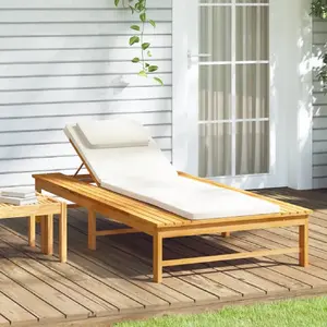 Comparateur de prix : vidaXL Chaise longue coussin/oreiller blanc crème bois massif acacia
