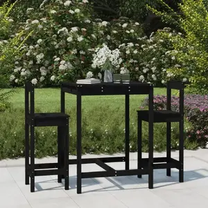 Comparateur de prix : vidaXL Ensemble de bar de jardin 3 pcs noir bois de pin massif