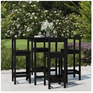vidaXL Ensemble de bar de jardin 5 pcs noir bois de pin massif pas cher