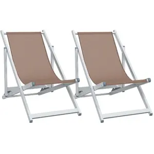 Comparateur de prix : vidaXL Chaises de plage pliantes 2 pcs marron aluminium et textilène