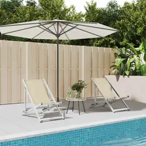 Comparateur de prix : vidaXL Chaises de plage pliantes 2 pcs crème aluminium et textilène