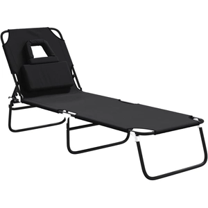 Comparateur de prix : vidaXL Chaise longue pliante noir tissu oxford acier enduit de poudre