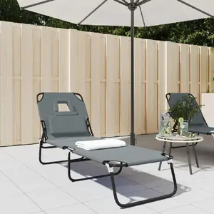 Comparateur de prix : vidaXL Chaise longue pliante gris tissu oxford acier enduit de poudre