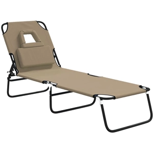 Comparateur de prix : vidaXL Chaise longue pliante taupe tissu oxford acier enduit de poudre
