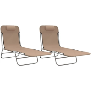 Comparateur de prix : vidaXL Vidaxl Chaises Longues Pliables Lot De 2 Taupe Textilène Et Acier