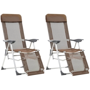 VidaXL Campingstoelen met voetensteun 2 st inklapbaar textileen bruin360148 pas cher