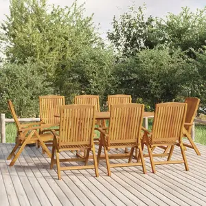 vidaXL Ensemble à manger de jardin 9 pcs Bois de teck solide pas cher