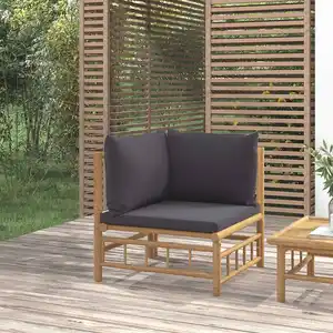 Comparateur de prix : vidaXL Canapé d'angle de jardin avec coussins gris foncé bambou