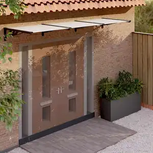vidaXL Auvent de porte Noir et transparent 297,5x90 cm Polycarbonate pas cher