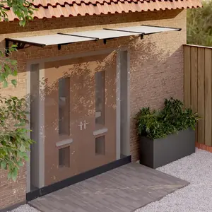 Comparateur de prix : vidaXL Auvent de porte Noir et transparent 358,5x90 cm Polycarbonate