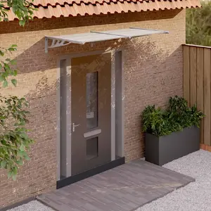 vidaXL Auvent de porte Gris et transparent 199x90 cm Polycarbonate pas cher
