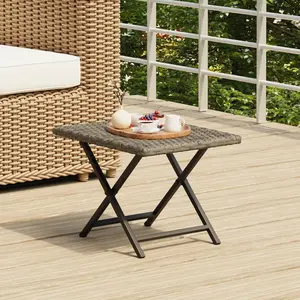 Comparateur de prix : vidaXL Table pliable gris 45x35x32 cm résine tressée
