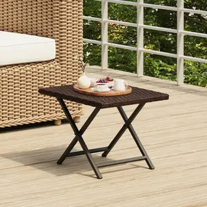 Comparateur de prix : vidaXL Table pliable marron 45x35x32 cm résine tressée