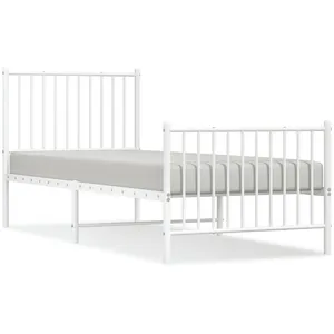 vidaXL Cadre de lit métal avec tête de lit/pied de lit blanc 80x200 cm pas cher