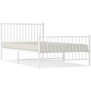 vidaXL Cadre de lit métal avec tête de lit/pied de lit blanc 107x203cm