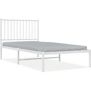 vidaXL Cadre de lit métal avec tête de lit blanc 90x190 cm pas cher