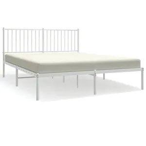 vidaXL Cadre de lit métal avec tête de lit blanc 160x200 cm pas cher