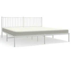 vidaXL Cadre de lit métal avec tête de lit blanc 193x203 cm