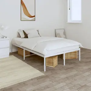 vidaXL Cadre de lit métal blanc 120x190 cm pas cher