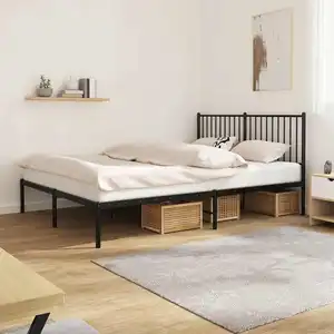 Comparateur de prix : vidaXL Cadre de lit métal avec tête de lit noir 160x200 cm