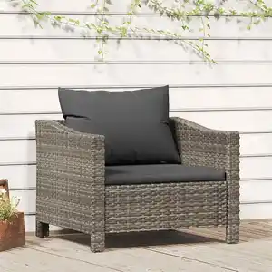 Comparateur de prix : vidaXL Fauteuil de jardin avec coussin Gris Résine tressée