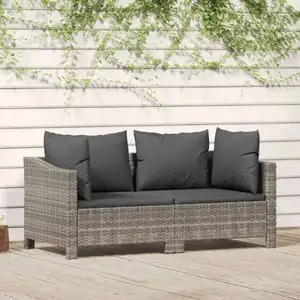 Comparateur de prix : vidaXL Salon de jardin 2 pcs avec coussins Gris Résine tressée
