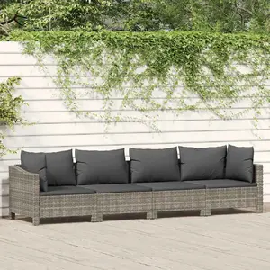 vidaXL Salon de jardin 4 pcs avec coussins Gris Résine tressée pas cher