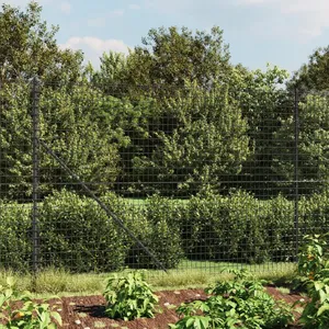 vidaXL Clôture en treillis métallique et ancrage anthracite 1,8x25 m pas cher