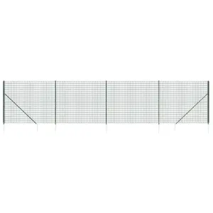 Comparateur de prix : vidaXL Clôture en treillis métallique et piquet d'ancrage vert 1,4x10m