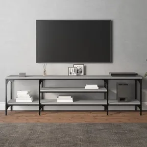 vidaXL Meuble TV sonoma gris 161x35x45 cm bois d'ingénierie et fer pas cher