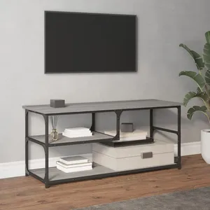 vidaXL Meuble TV sonoma gris 103x38x46,5 cm bois d'ingénierie et acier pas cher