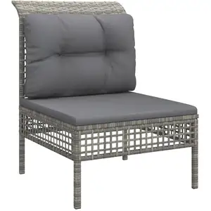 Comparateur de prix : vidaXL Canapé central de jardin avec coussin Gris Résine tressée