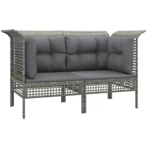 Comparateur de prix : vidaXL Canapés d'angle de jardin et coussins 2 pcs gris résine tressée