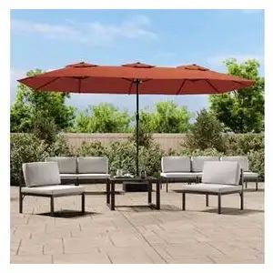 Comparateur de prix : Vidaxl parasol de jardin à double tête avec led terre cuite 449x245 cm