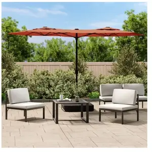 Comparateur de prix : vidaXL Parasol de jardin à double tête avec LED terre cuite 316x240 cm