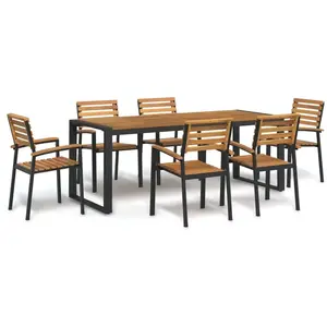Non communiqué vidaXL Ensemble à manger de jardin 7 pcs bois d'acacia solide et métal pas cher
