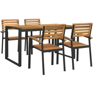Non communiqué vidaXL Ensemble à manger de jardin 5 pcs bois d'acacia massif et métal pas cher