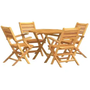 vidaXL Ensemble à manger de jardin 5 pcs Bois de teck massif pas cher