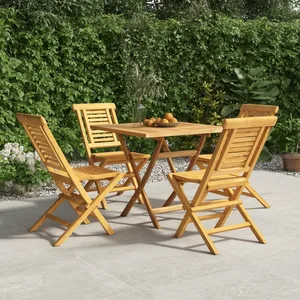 vidaXL Ensemble à manger de jardin 5 pcs Bois de teck massif pas cher