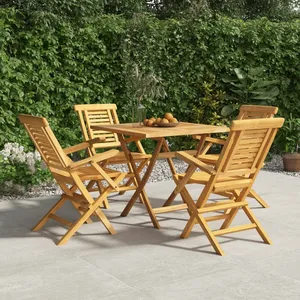 vidaXL Ensemble à manger de jardin 5 pcs Bois de teck massif pas cher