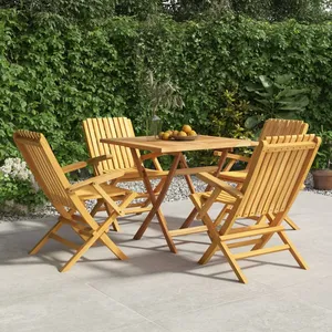 vidaXL Ensemble à manger de jardin 5 pcs Bois de teck massif pas cher