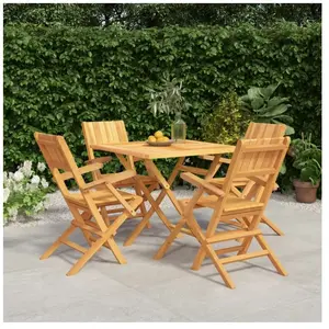 vidaXL Ensemble à manger de jardin 5 pcs Bois de teck massif pas cher