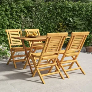vidaXL Ensemble à manger de jardin 5 pcs Bois de teck massif pas cher