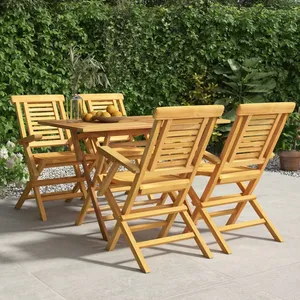 vidaXL Ensemble à manger de jardin 5 pcs Bois de teck massif pas cher