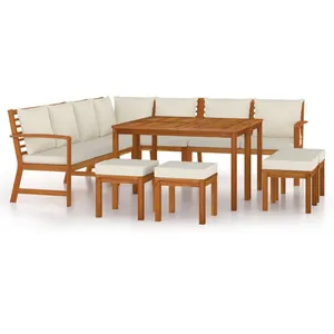 vidaXL Ensemble à manger de jardin avec coussins 11 pcs bois d'acacia pas cher